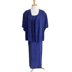 Maren Vintage 90s Deep Iridescent Purple 2pc Silky Maxi Dress & Jacket Size 24W